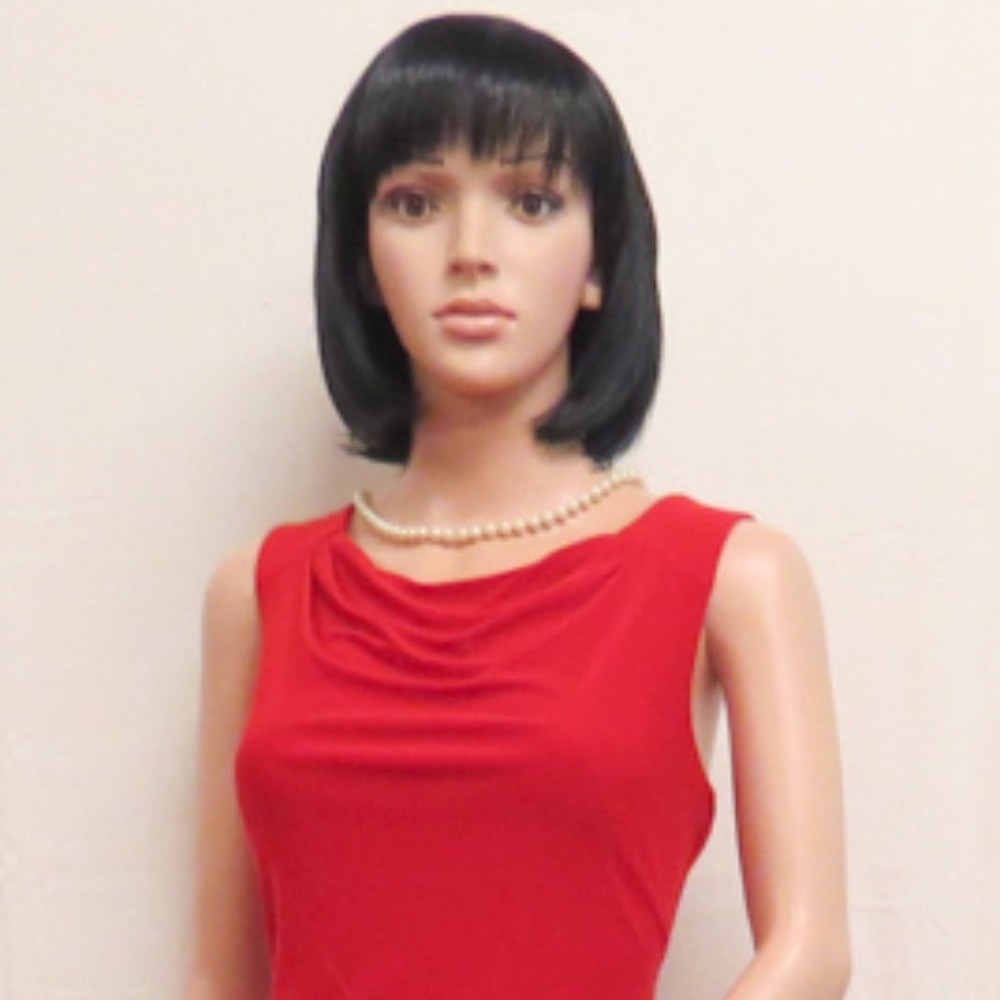 RALPH LAUREN Holiday Red Draped Sleeveless Stretch Dress
